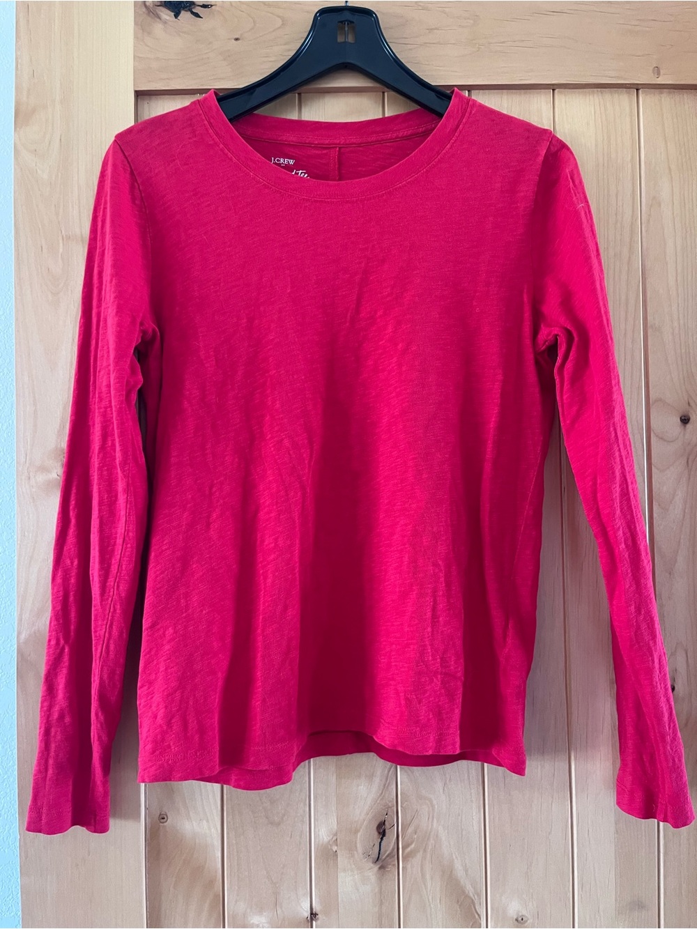 J. Crew Girlfriend Tee Slub Texture in Red